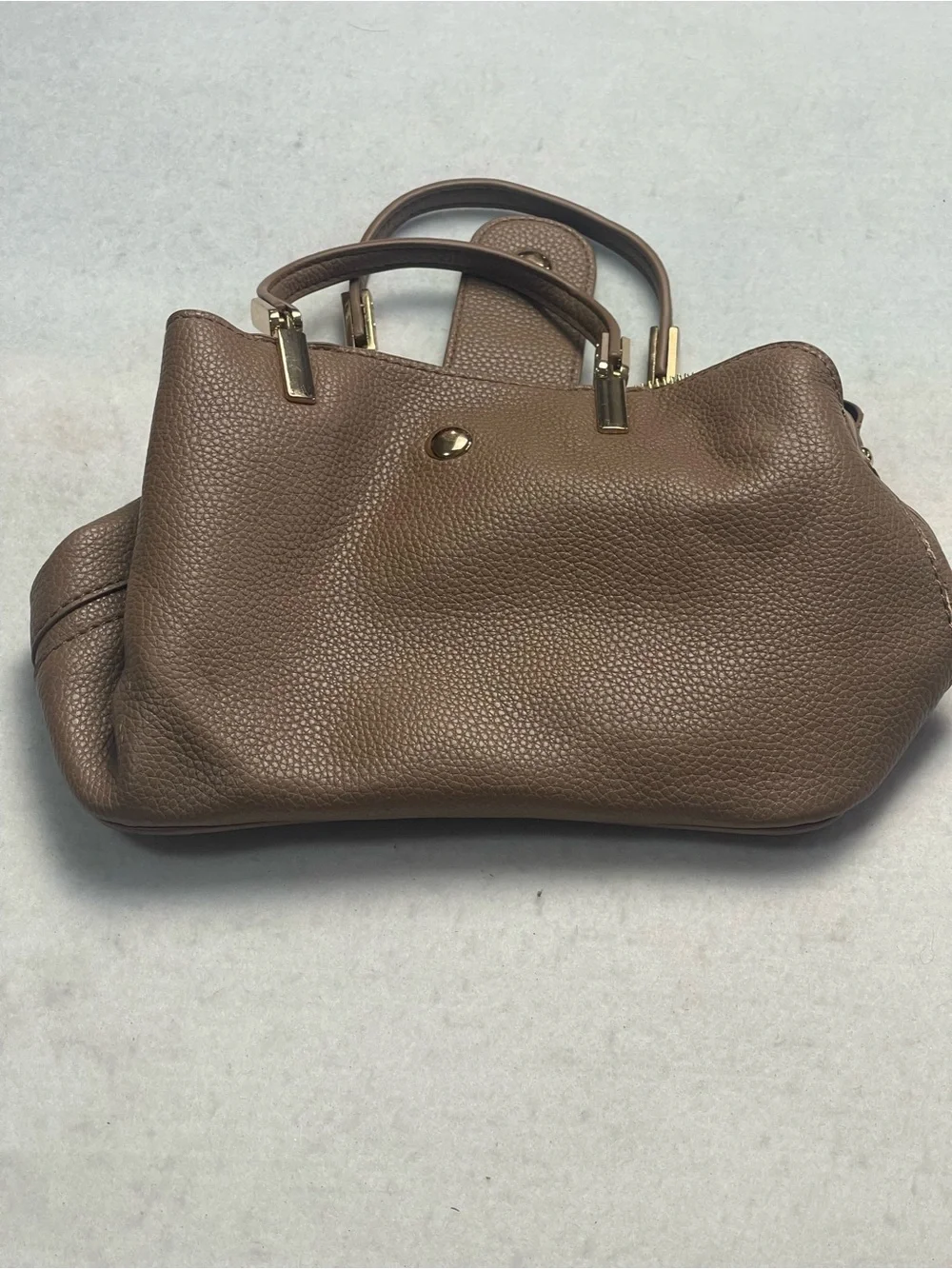 Like Dreams Tan Pebbled Leather Satchel with Gold Hardware
